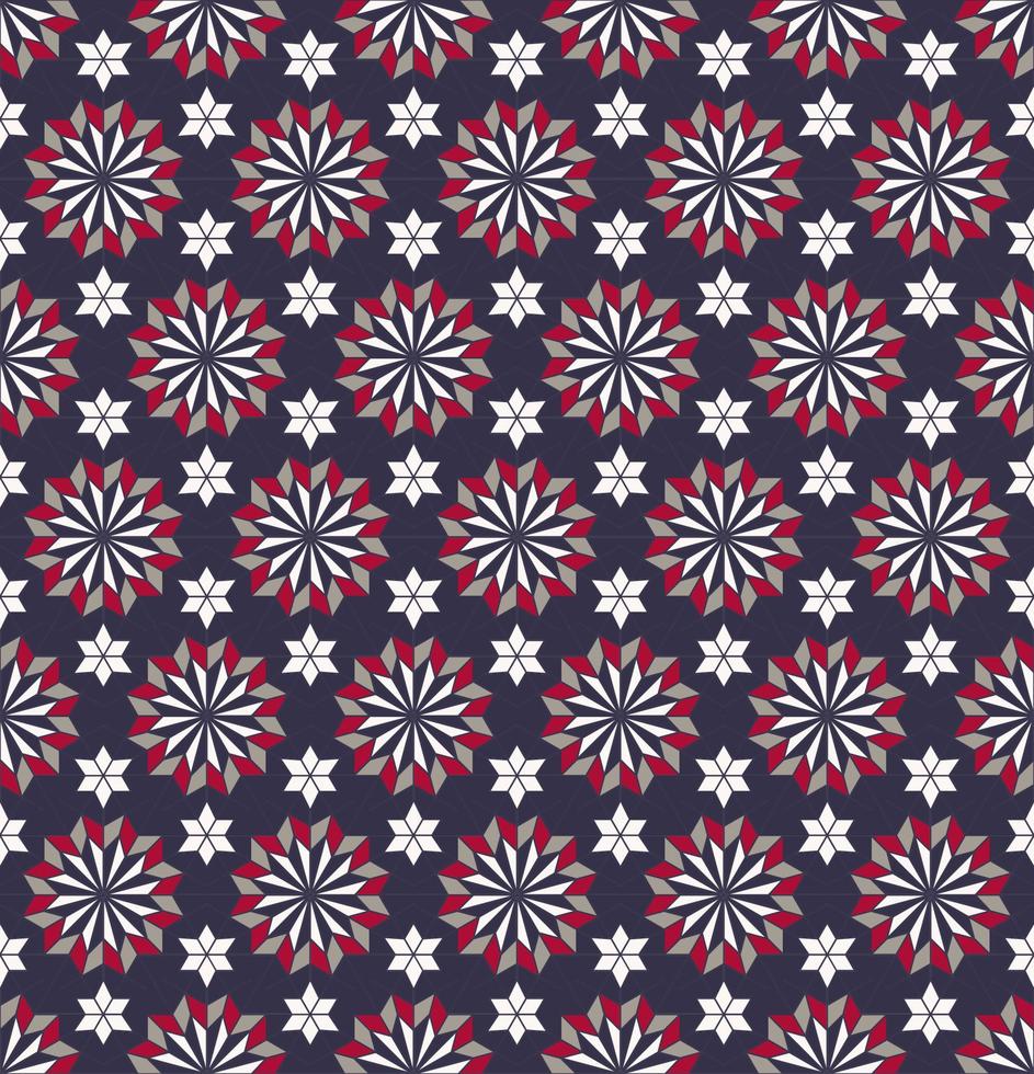 Islamic persian flower and star geometric shape grid seamless pattern blue red color background. Use for fabric, textile, interior decoration elements. vector