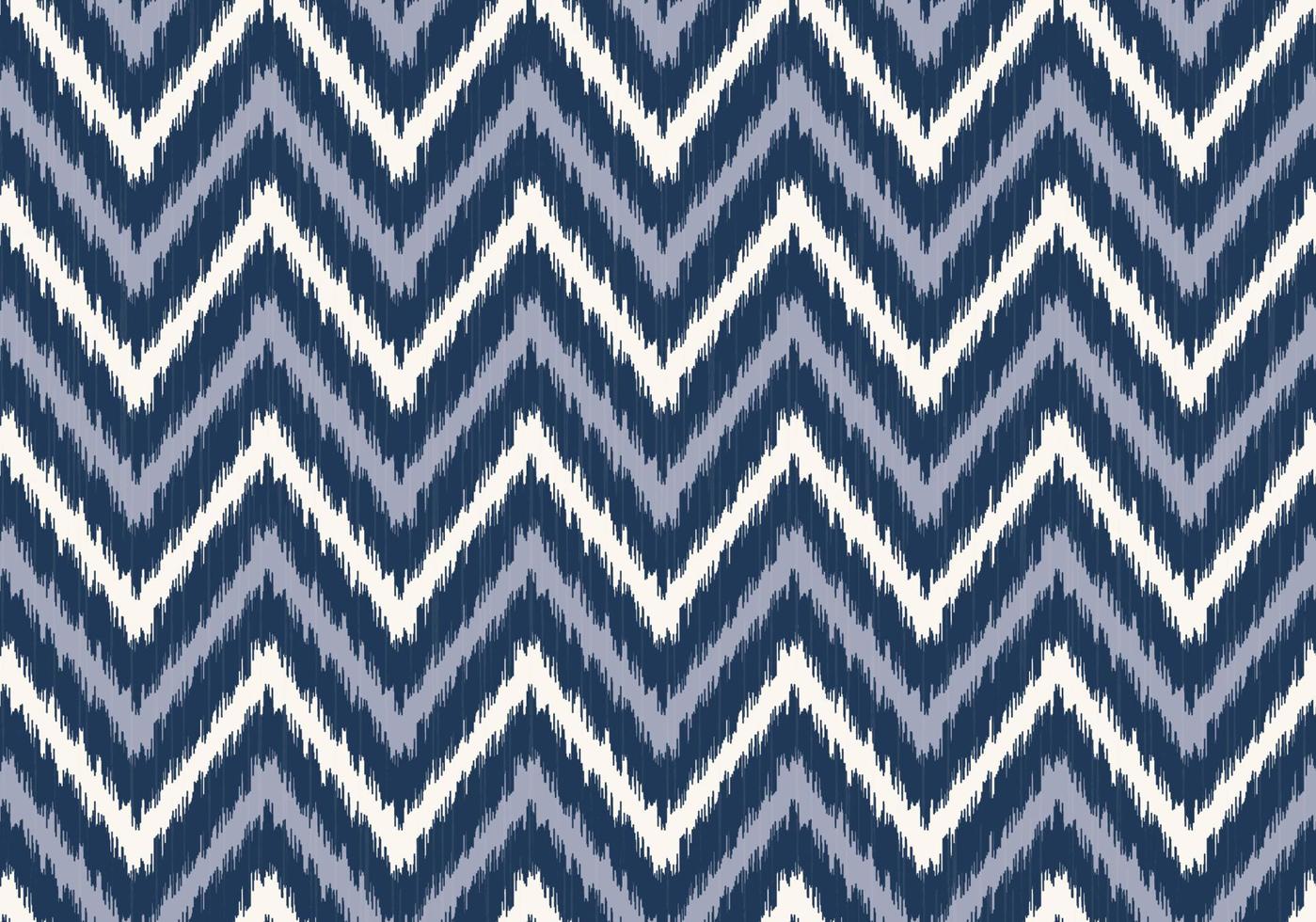 Modern ikat zig zag or chevron geometric shape with blue overlap color seamless pattern background. Use for fabric, textile, interior decoration elements, wrapping. vector