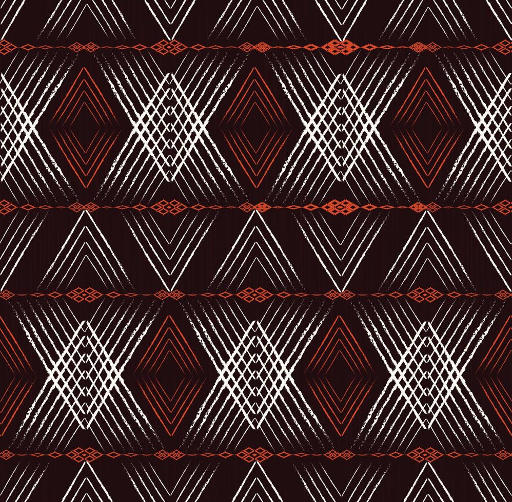 ikat forma geométrica tradicional de textura de líneas con fondo de patrón sin costuras de color de tono tierra. vector