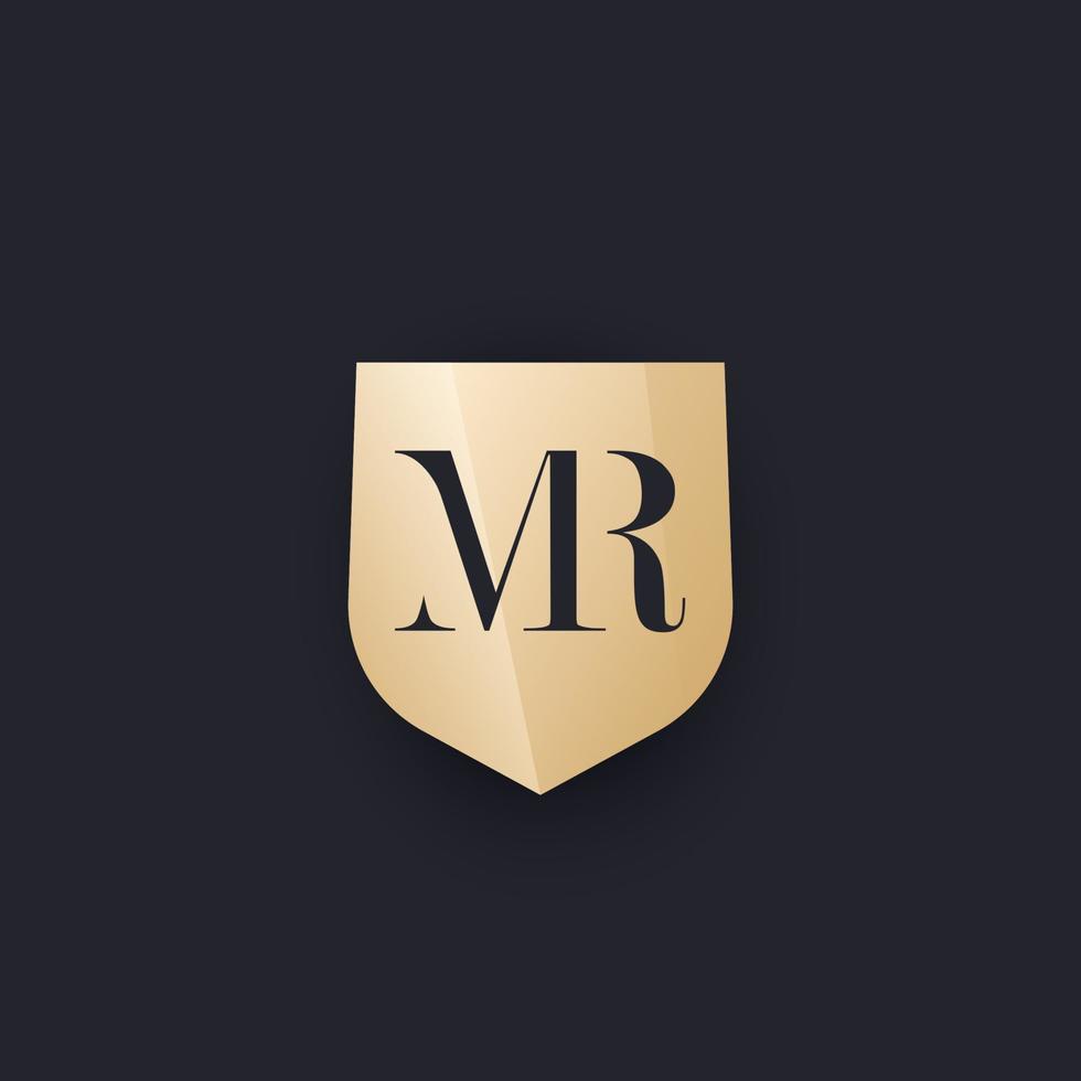 MR monogram with shield, vector logo