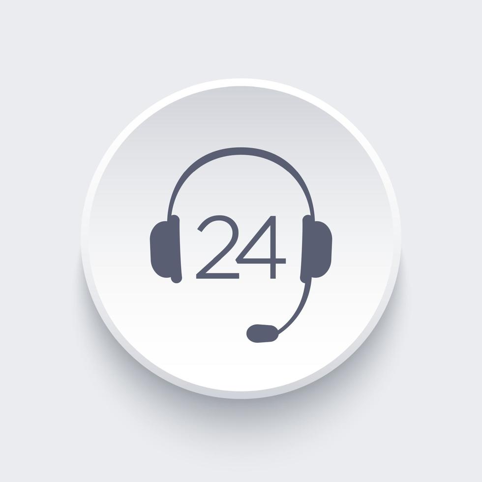 auriculares, icono de auriculares, soporte técnico de llamadas, contáctenos, icono de ronda de servicio de soporte las 24 horas, ilustración vectorial vector