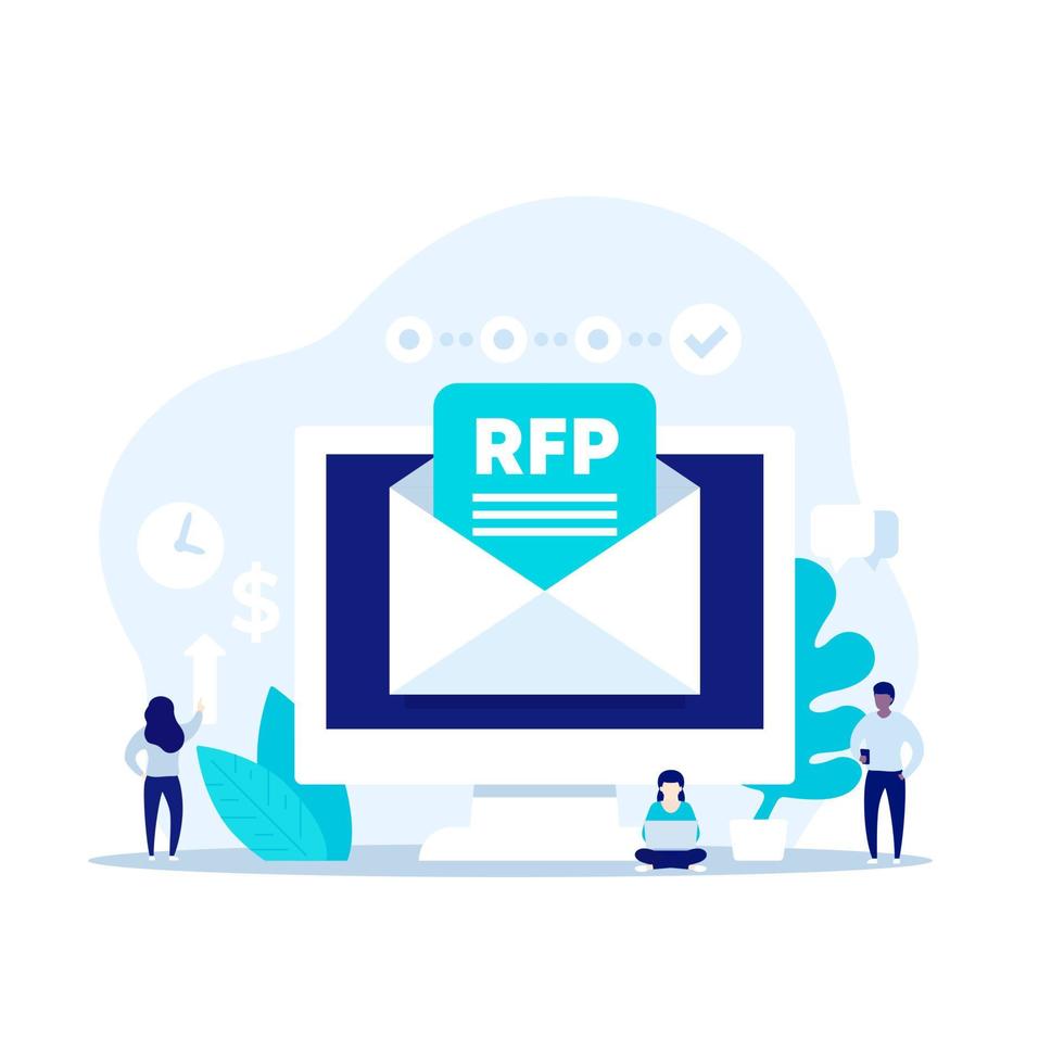 RFP, request for proposal vector illustration with people