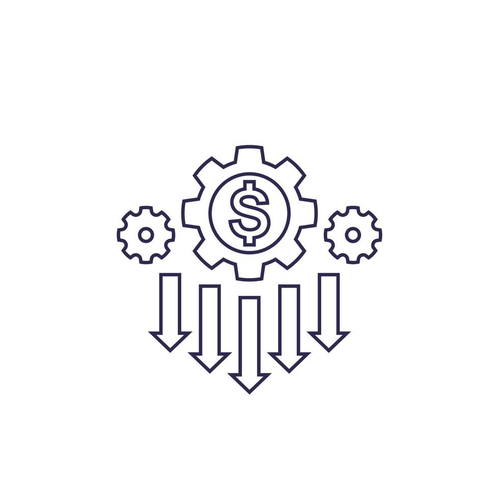 cost reduction strategy icon, line vector
