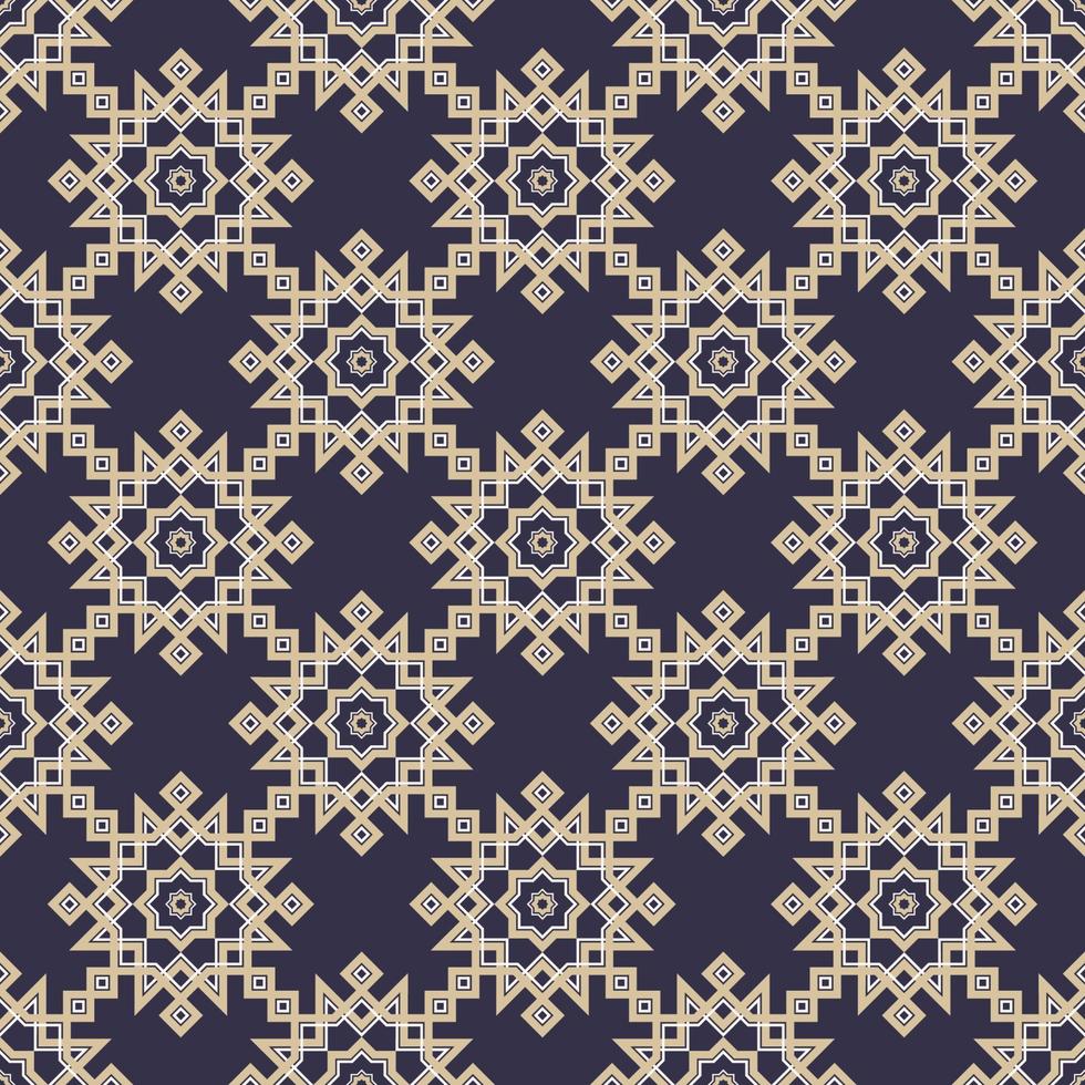 patrón geométrico islámico o árabe en forma de estrella sin costuras con fondo contemporáneo de color azul y amarillo dorado. uso para tela, textil, cubierta, elementos de decoración de interiores, envoltura. vector