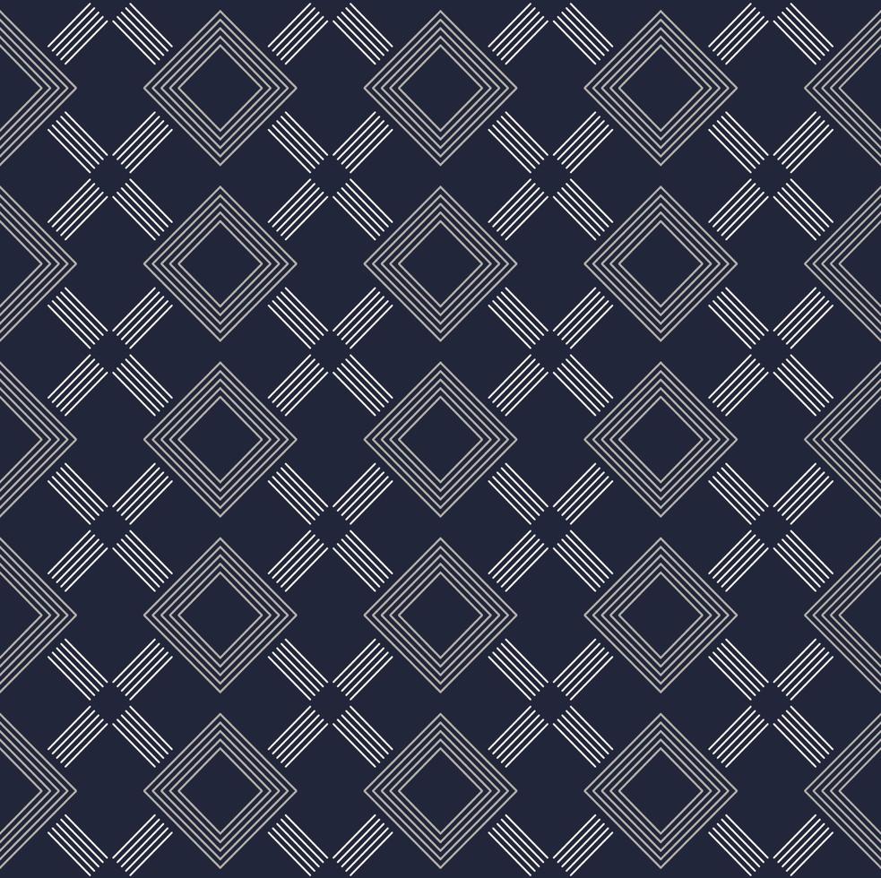 Geometric grid line square shape seamless pattern with modern blue grey color background. Use for fabric, textile, cover, interior decoration elements, wrapping. vector