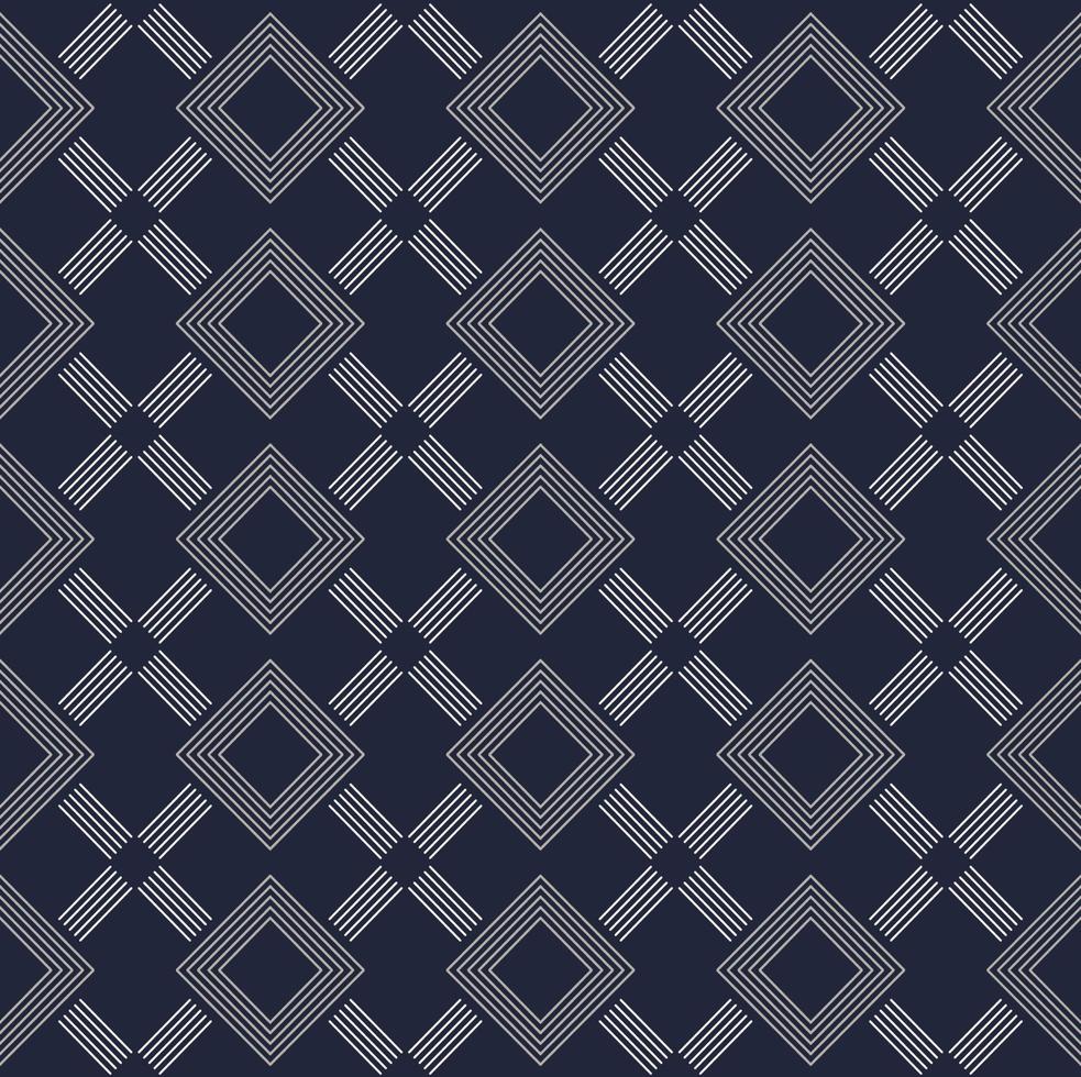 Geometric grid line square shape seamless pattern with modern blue grey color background. Use for fabric, textile, cover, interior decoration elements, wrapping. vector