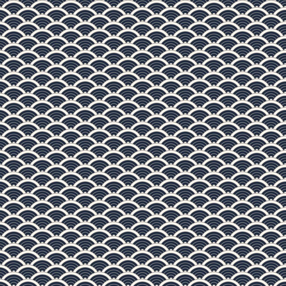 Blue and white color Japanese traditional geometric circle shape overlapping seamless pattern background. Use for fabric, textile, cover, wrapping, decoration elements. vector