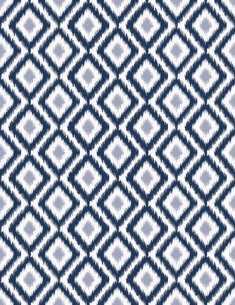 Modern blue color ikat diamond grid geometric shape seamless pattern background. Use for fabric, textile, cover, decoration elements, wrapping. vector