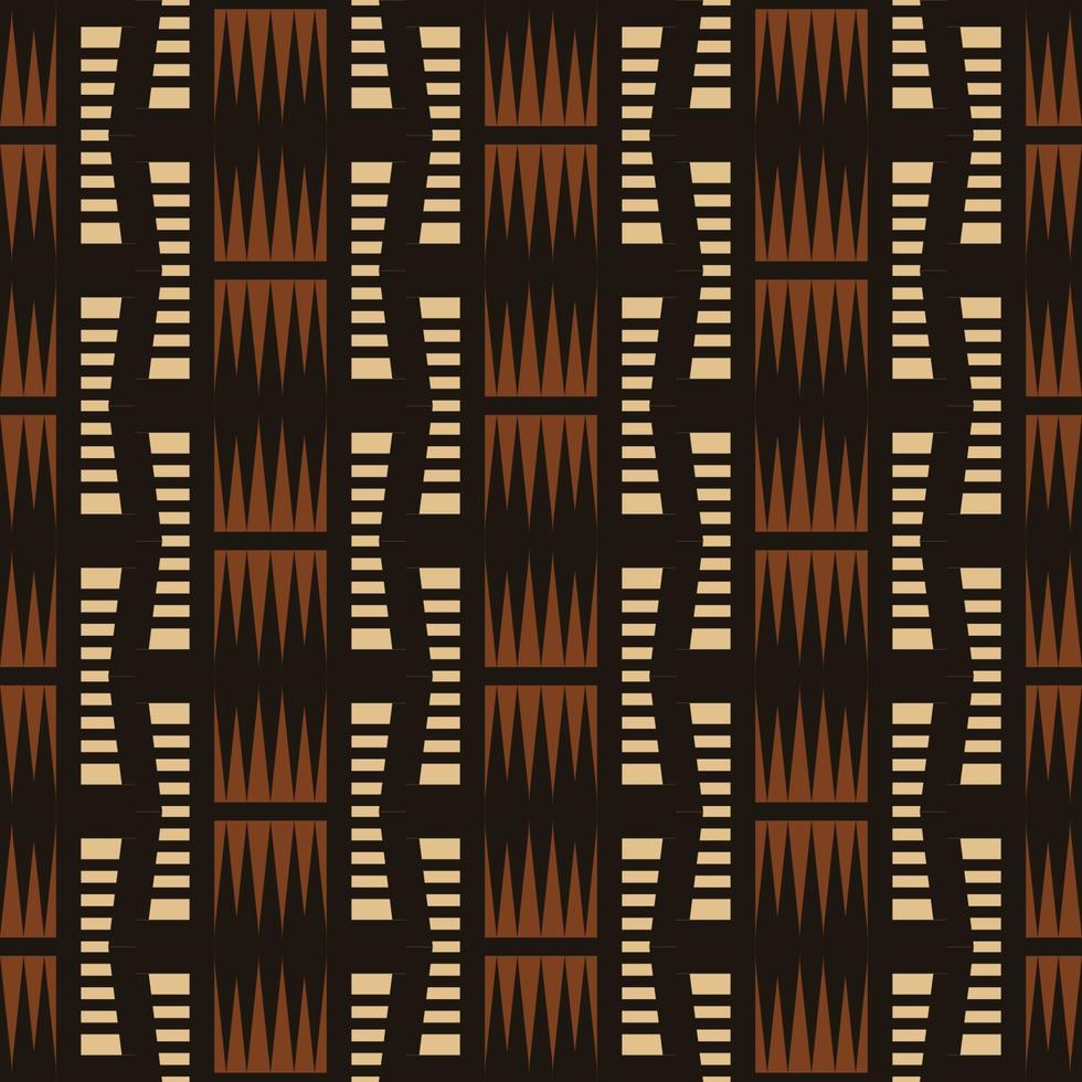 forma geométrica tribal africana en fondo de patrón sin costuras de estilo de color de tela de barro. uso para telas, textiles, elementos de decoración de interiores, envoltura. vector