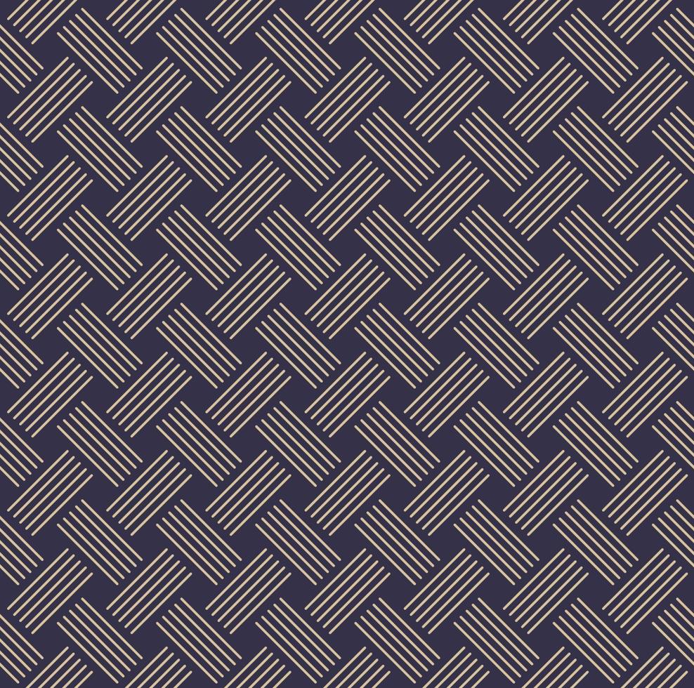 las líneas geométricas tejen un patrón impecable con un moderno fondo de color azul dorado contemporáneo. uso para tela, textil, cubierta, elementos de decoración de interiores, envoltura. vector