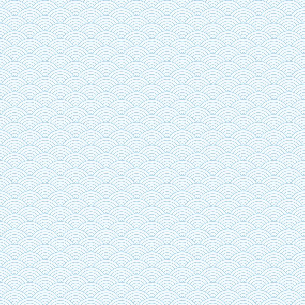 Japanese geometric wave or cloud traditional style. Abstract overlapping circle line shape seamless pattern with subtle blue color background. vector