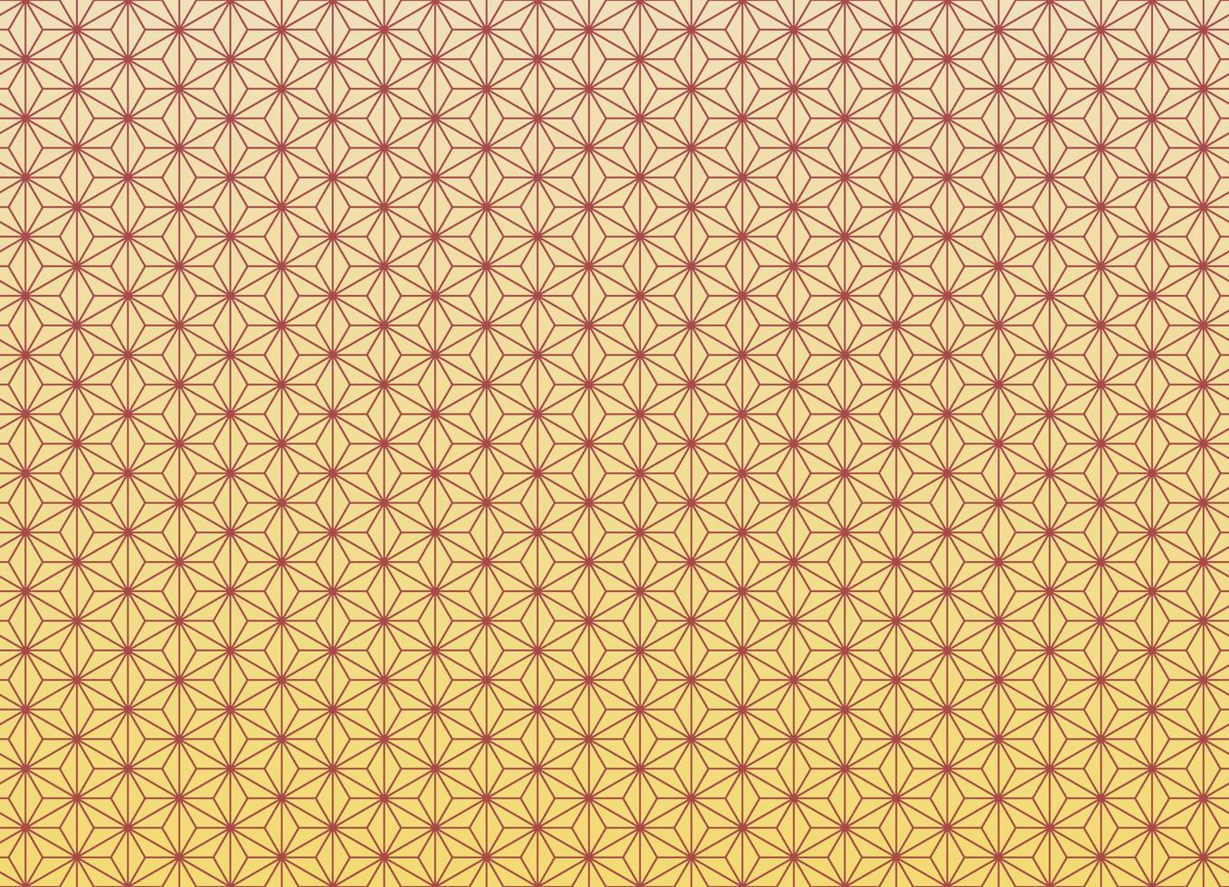 asanoha patrón tradicional japonés sin costuras con fondo degradado de color rojo y amarillo dorado. uso para tela, textil, cubierta, envoltura, elementos de decoración. vector