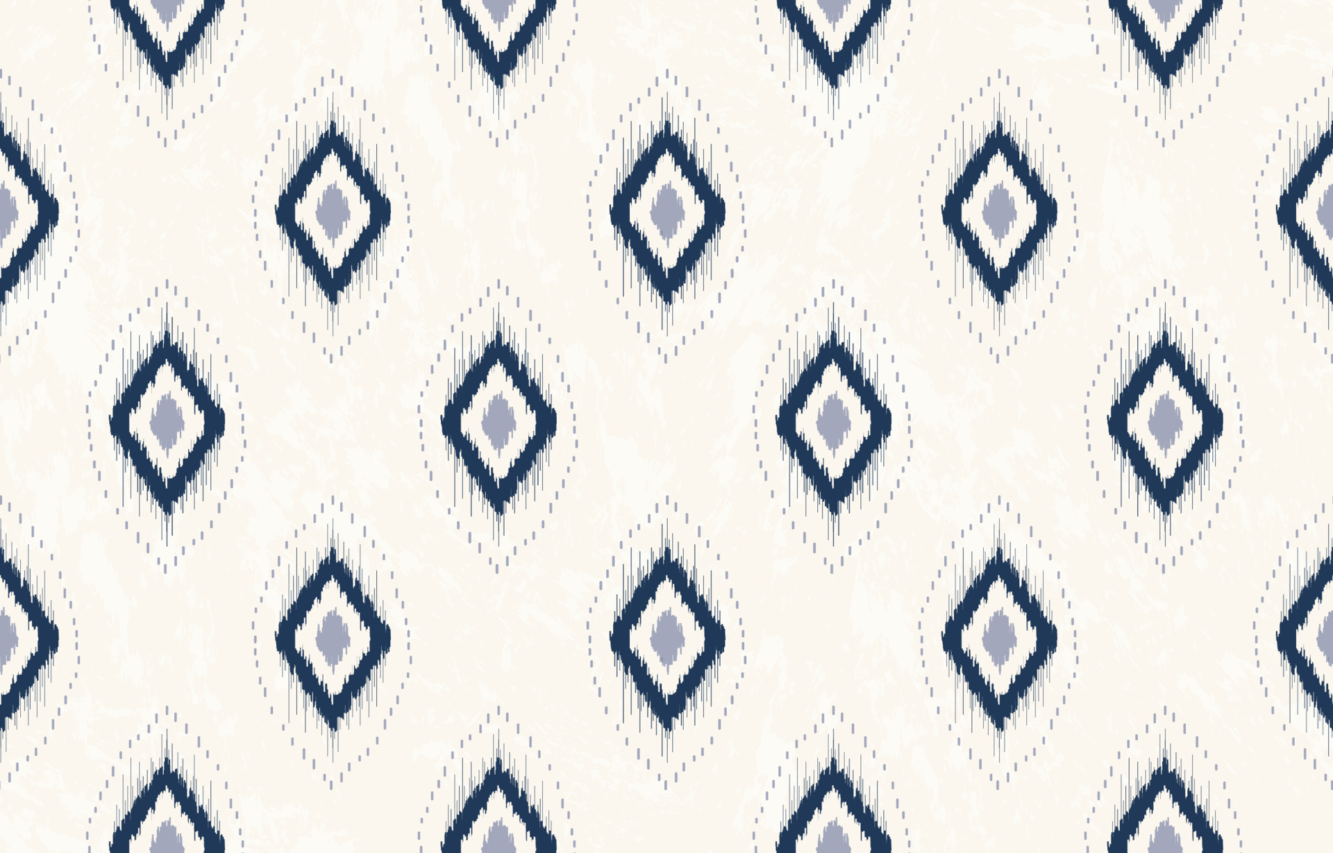 Ikat geometric blue diamond shape seamless pattern on white cream