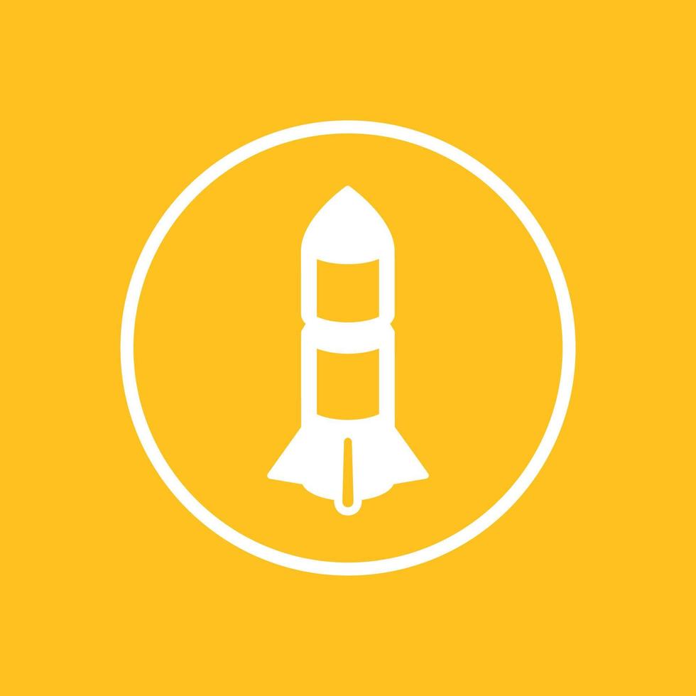 Rocket round icon, rocket launch pictogram in circle, vector illustration