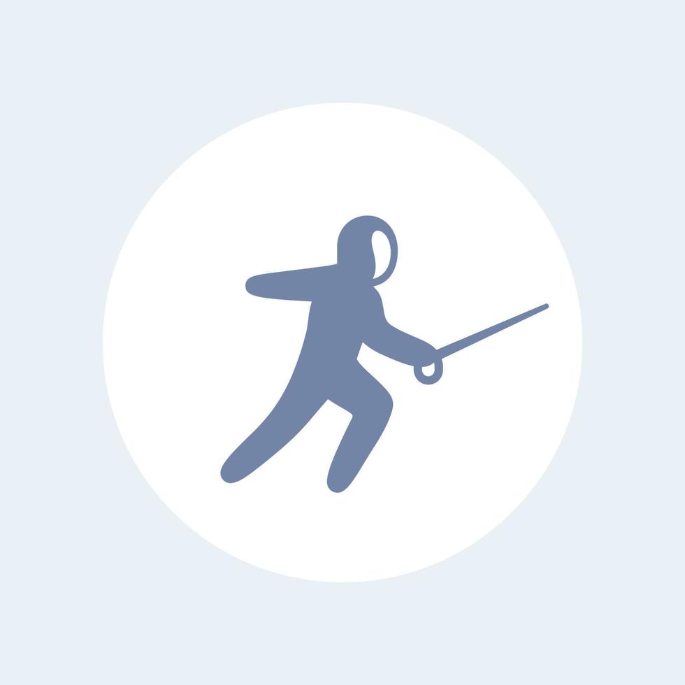 Fencing icon, fencer with foil pictogram, isolated icon, vector illustration