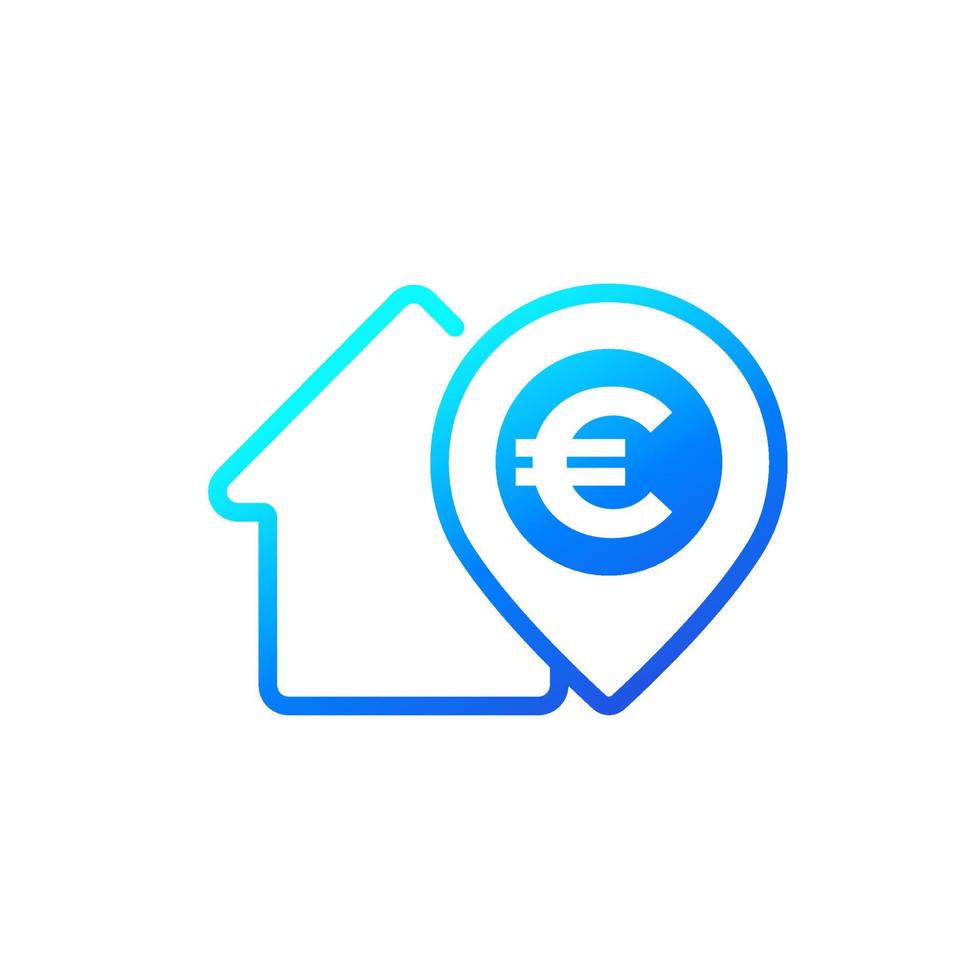 icono de casa en venta con euro vector