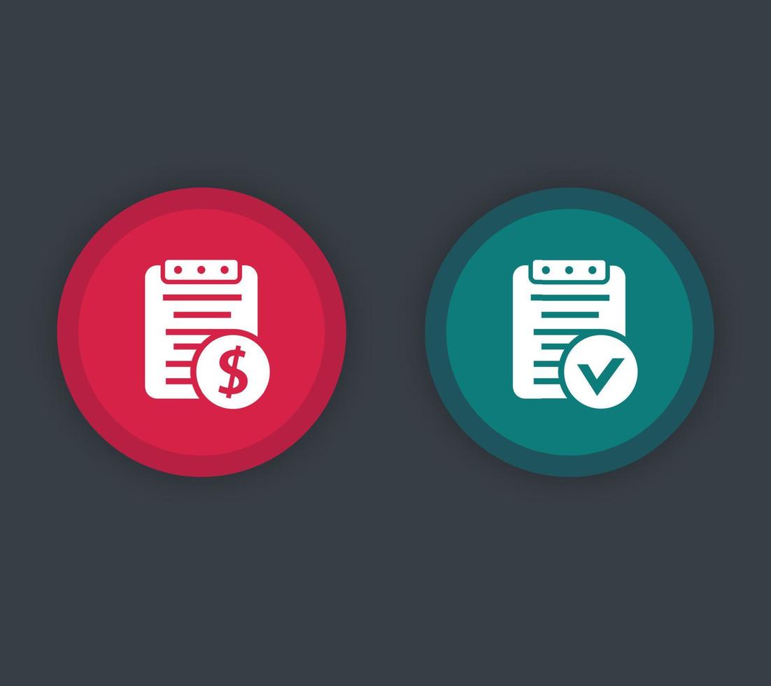 Payroll, bill flat icons, buttons, vector illustration