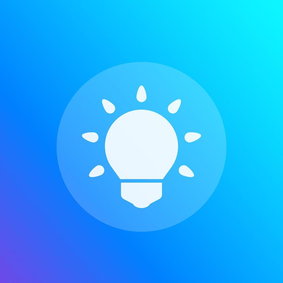 Shining light bulb icon, vector design