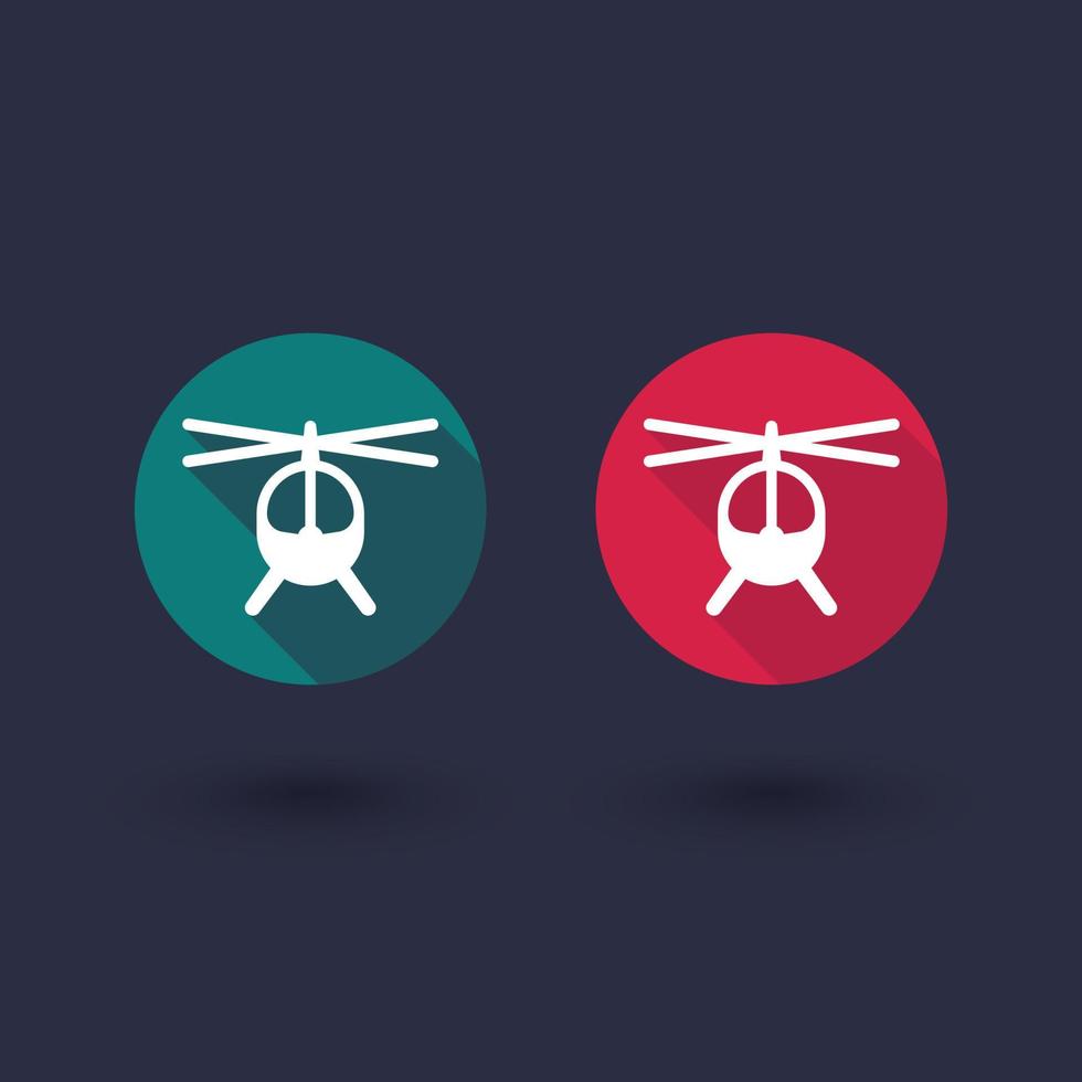 helicopter icon, little helicopter vector pictogram, round flat icon, vector illustration