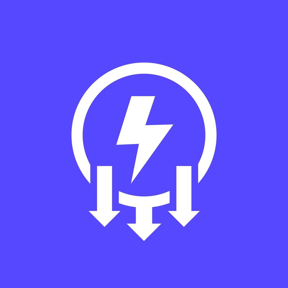 power consumption decrease icon, electricity concept vector