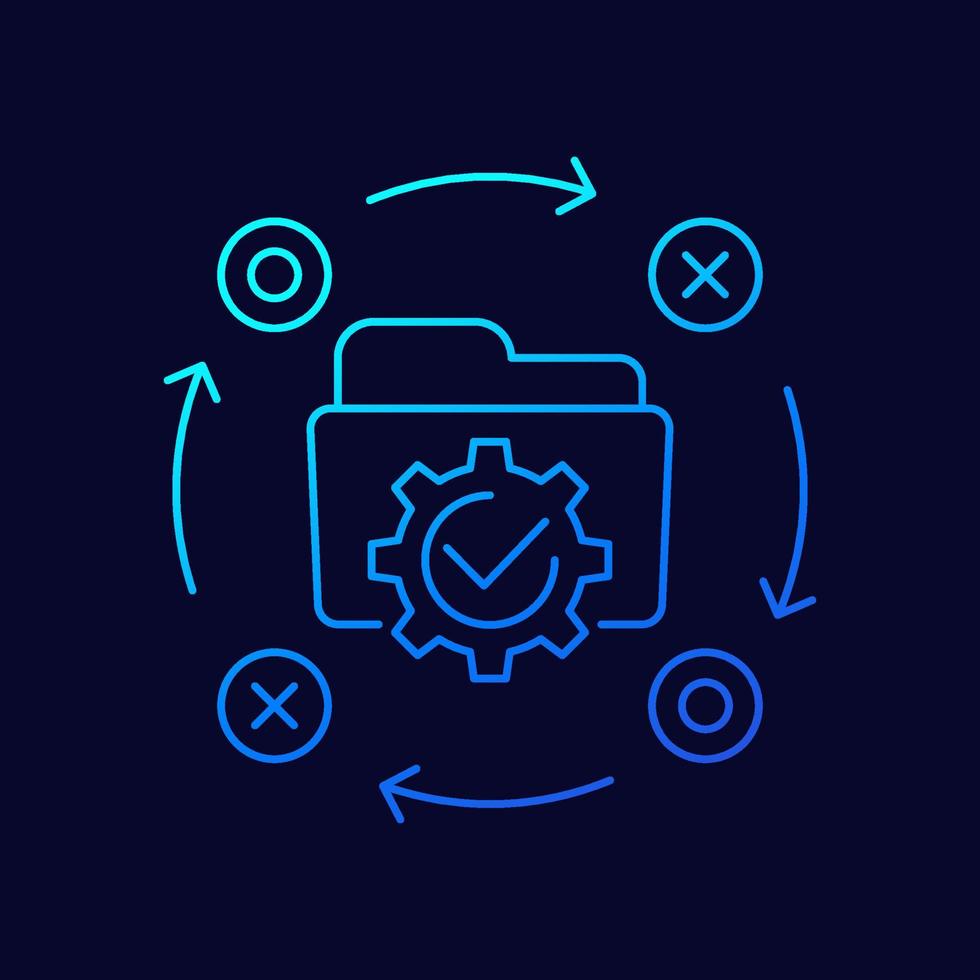 project management linear icon with folder vector