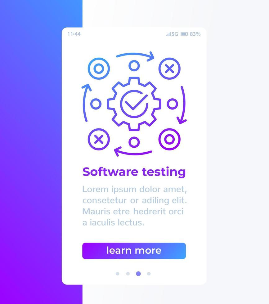 software testing banner design with line icon vector