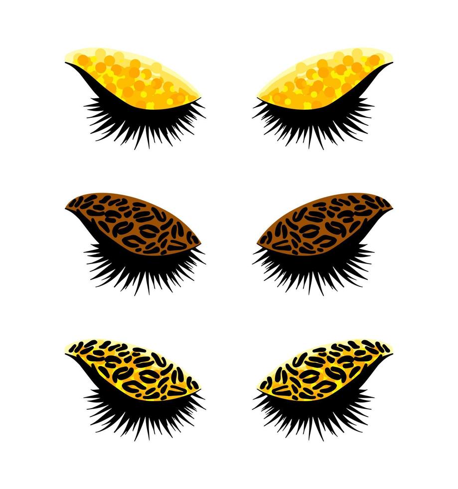 Beauty eye look isolated vector sketch, animal print icon outline drawing. Makeup logo design element concept. Black leopard eyelashes female cosmetic fashion glamour girl.