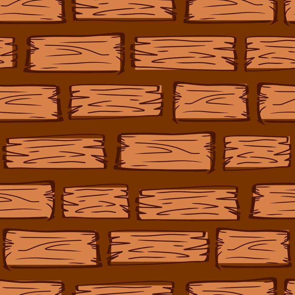 Brown wooden wall seamless pattern template. Flat textured vector illustration. Wood plank board background.