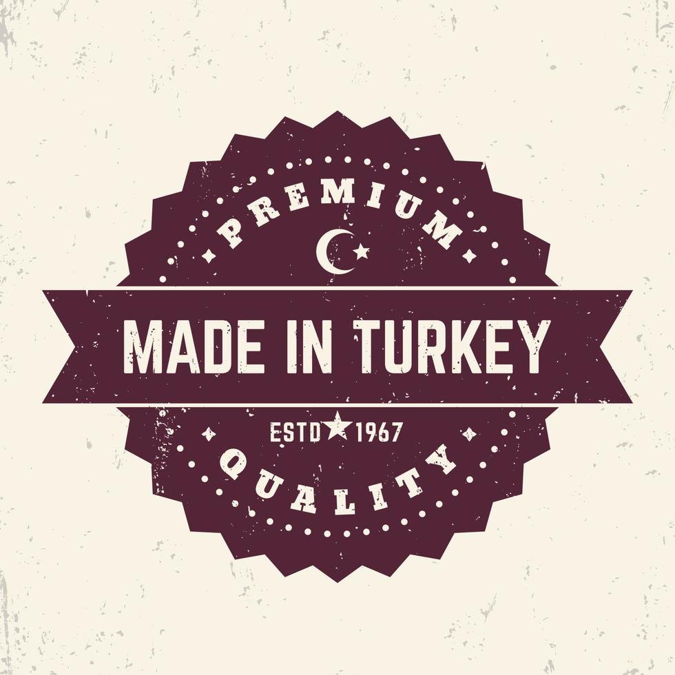 hecho en turquía, emblema vintage, sello vector