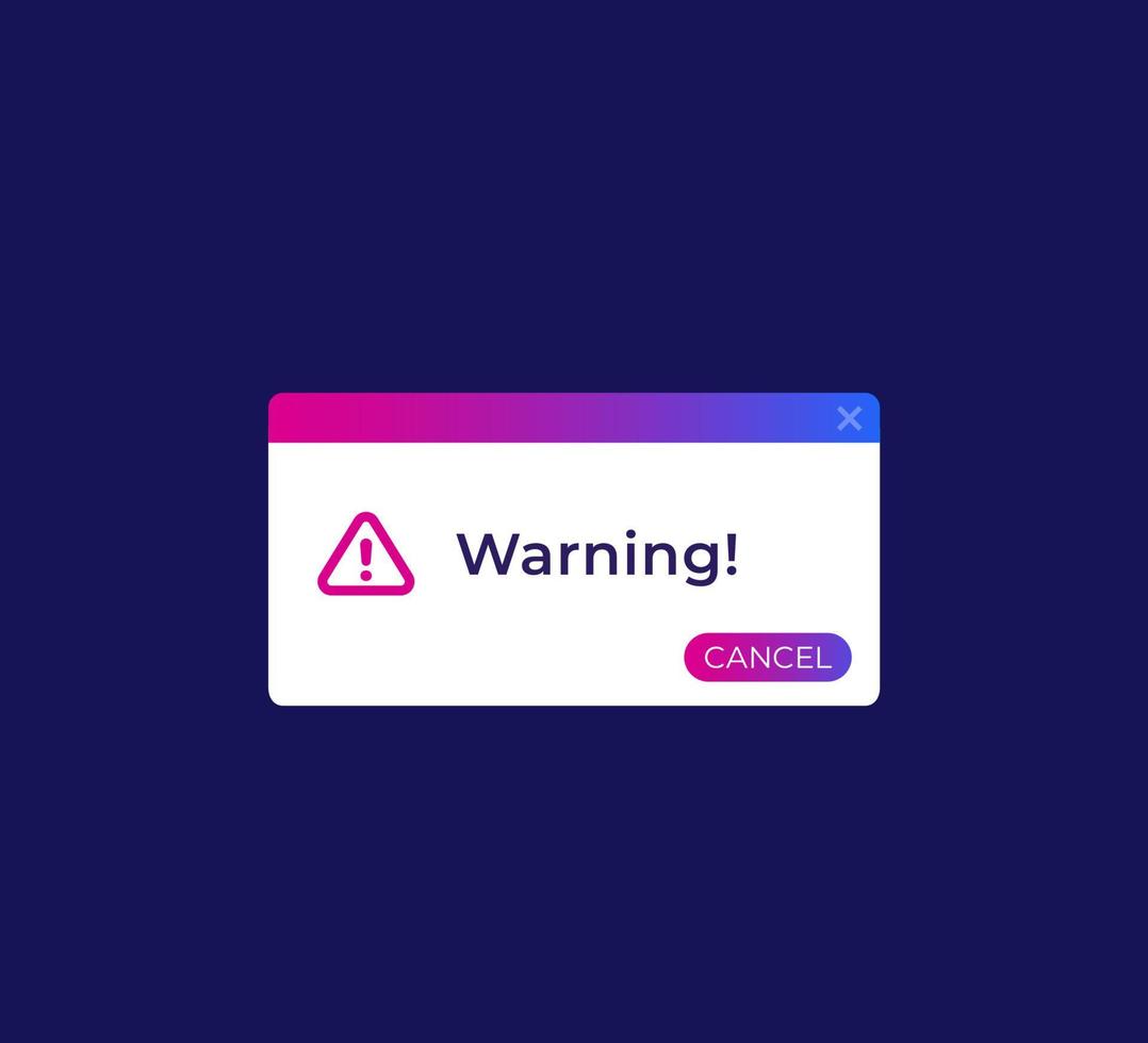 Warning alert window, vector ui design