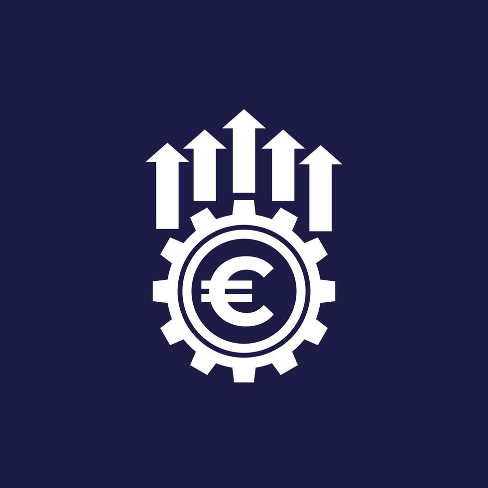 icono de crecimiento de la eficiencia con un euro vector