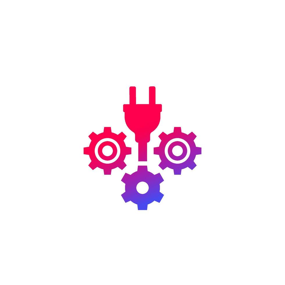 electric plug with gears icon vector