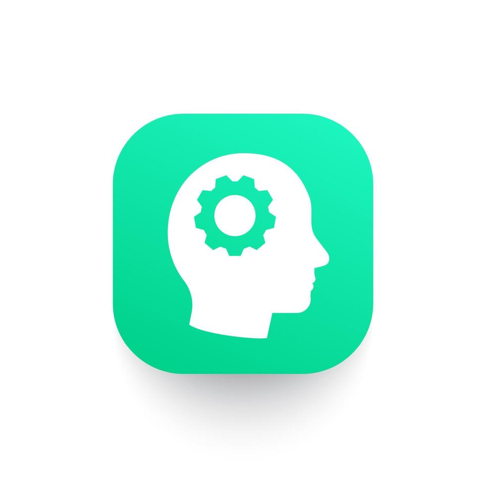 gear in human head icon vector