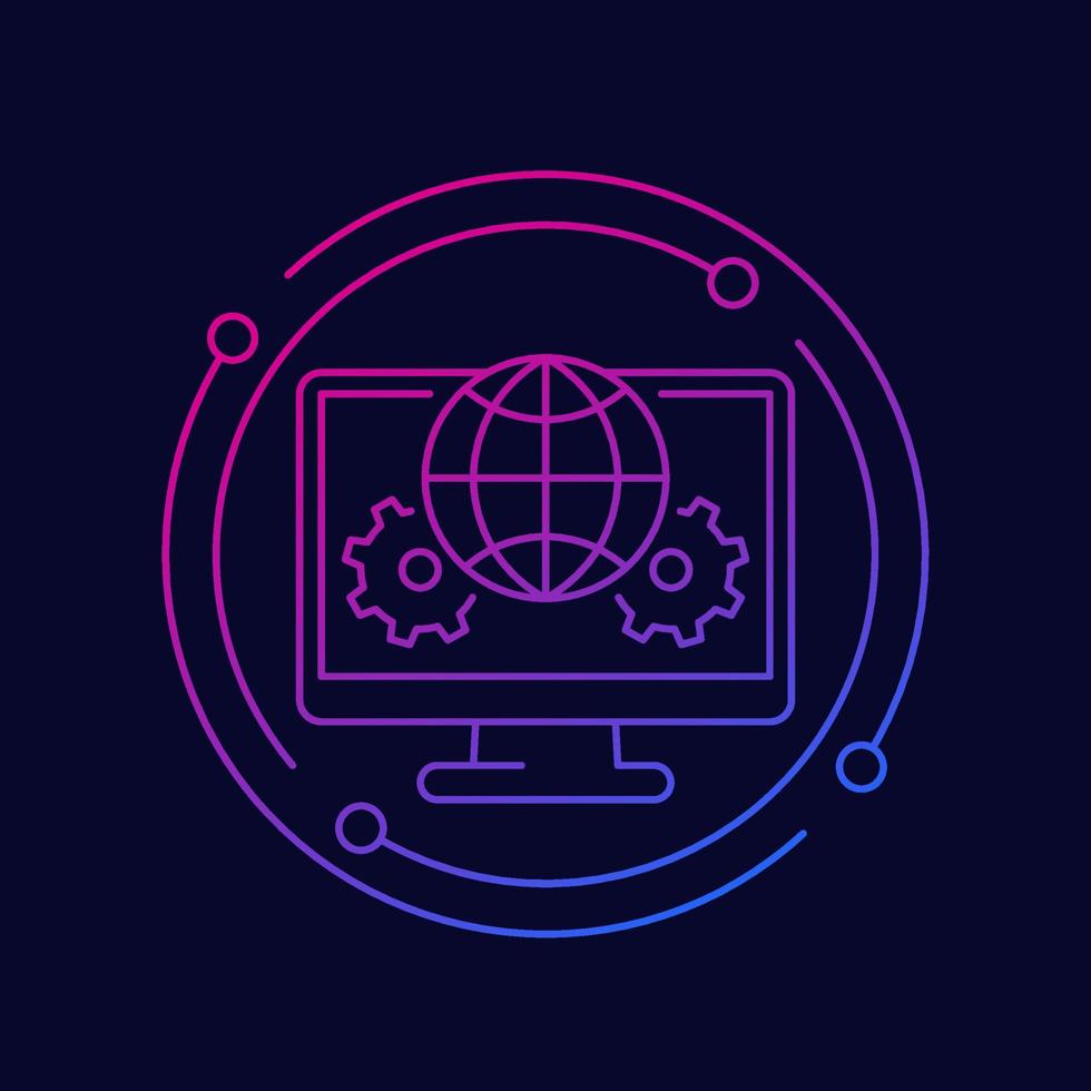 network, connection settings line icon vector