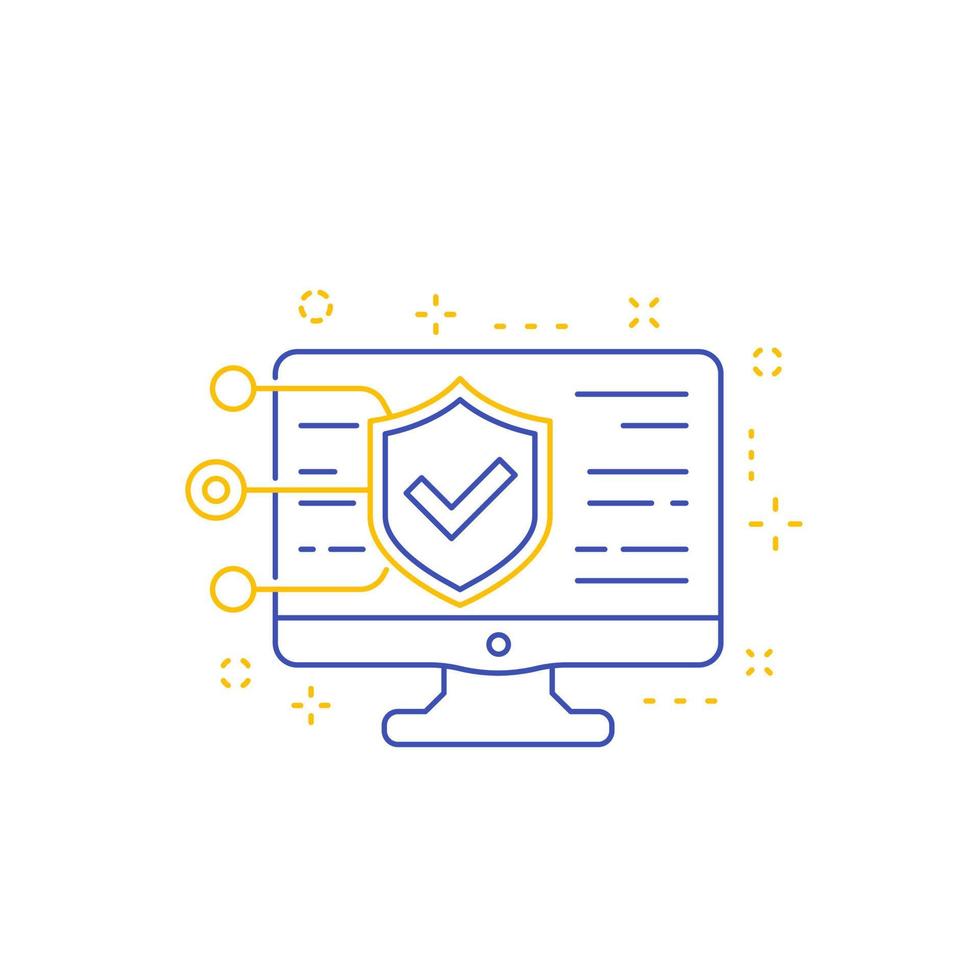 website security testing, vector line icon