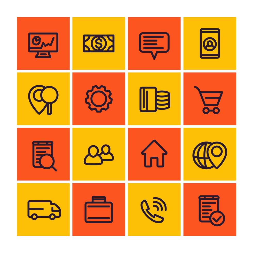 business, finance, and commerce line icons set vector