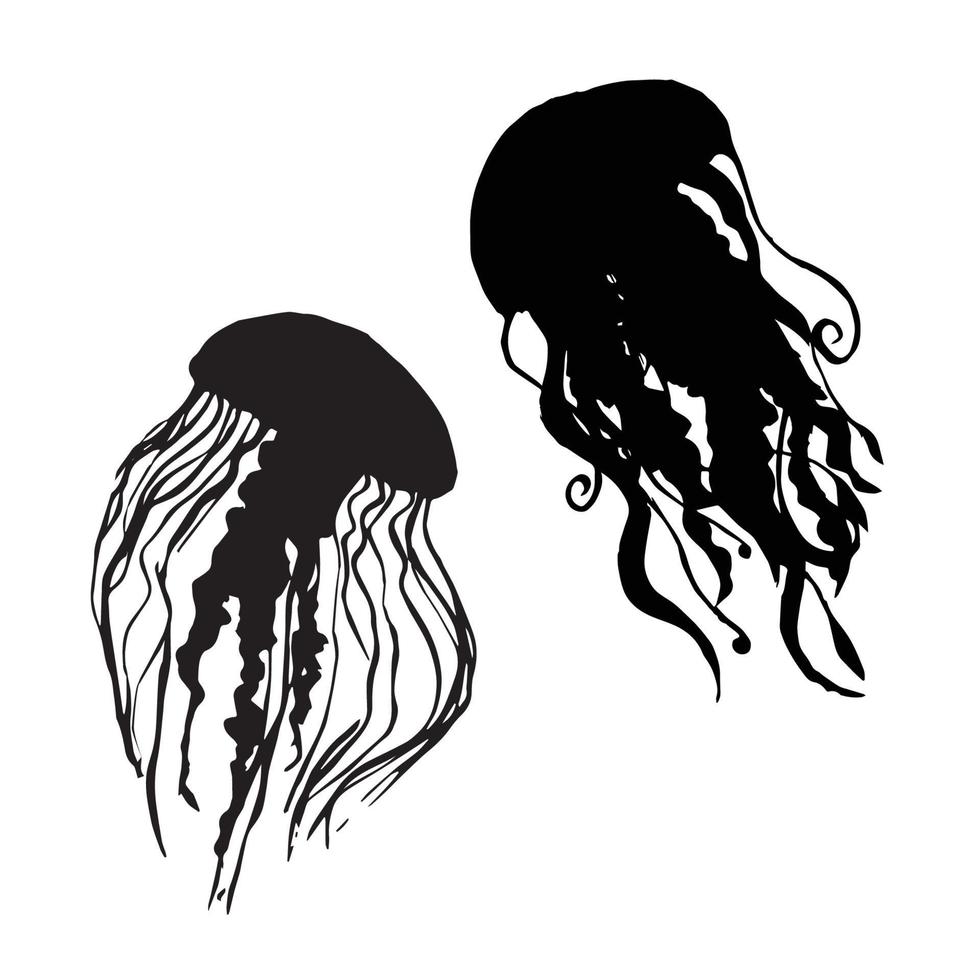 arte de la silueta de las medusas vector