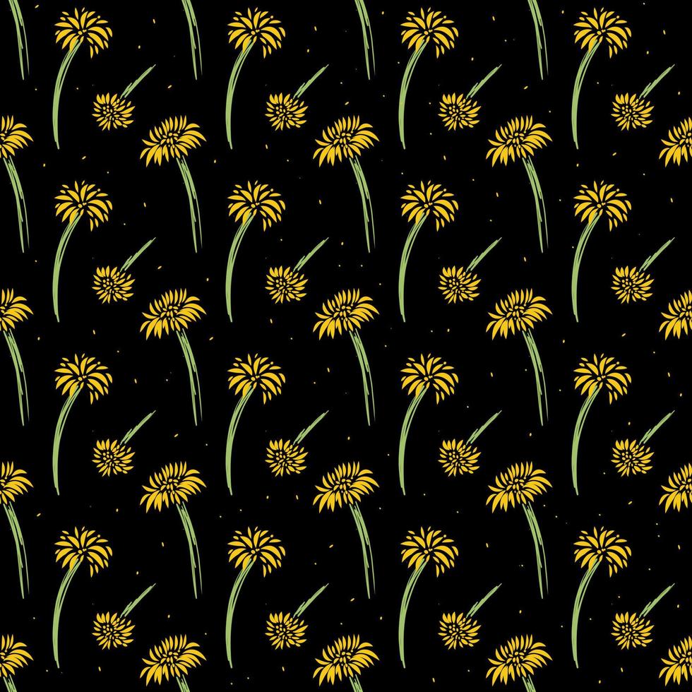 patrón de dandelions.vector amarillo ilustración vector