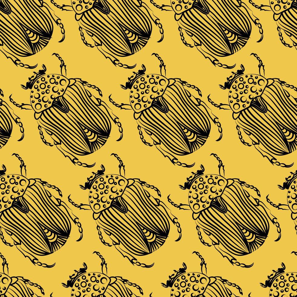 beetles seamless pattern. Bohemian pattern with bugs vector