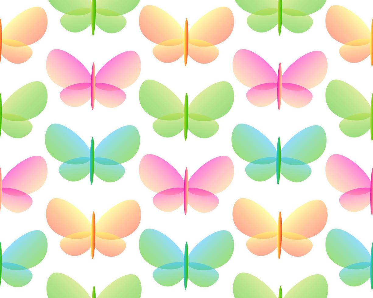 Butterfly cartoon insect isolated vector illustration. Colorful shiny light seamless pattern template. Simple graphic drawing. Summer or spring season. Doodle fly animal icon set.