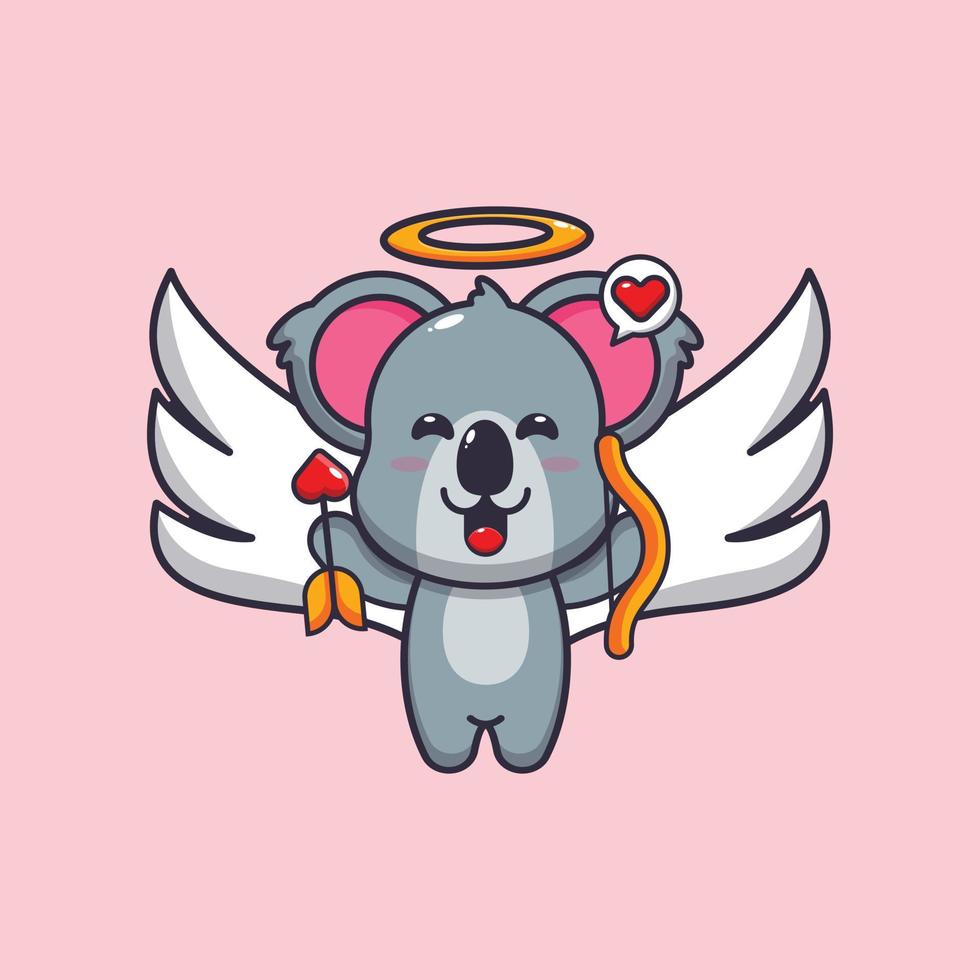 cute koala cupid cartoon character holding love arrow vector