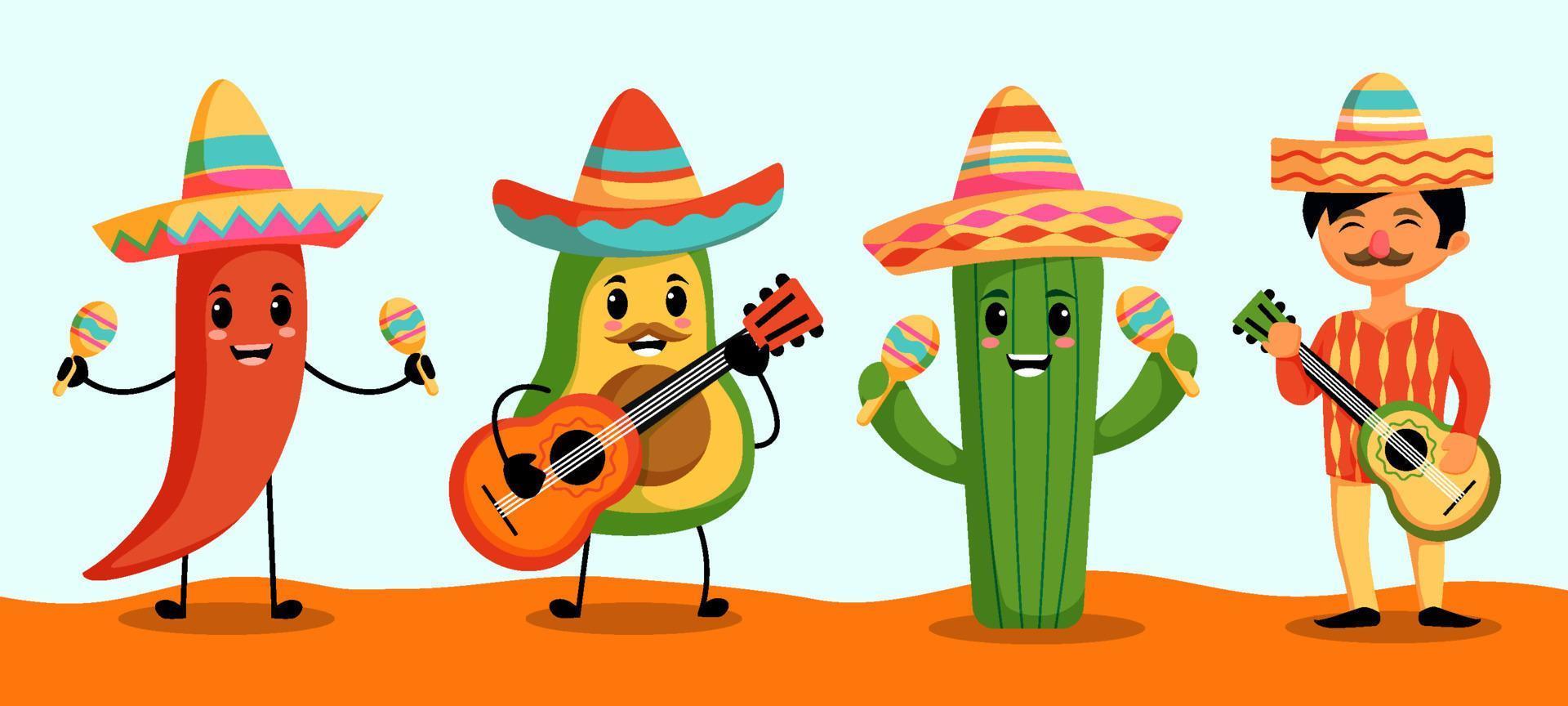 conjunto de caracteres de la festividad del cinco de mayo vector