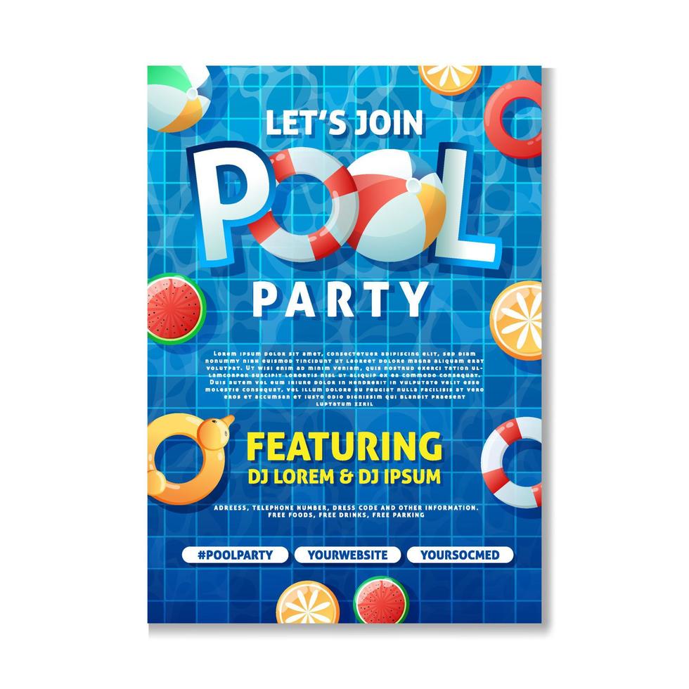 Swimming Pool Party Poster vector