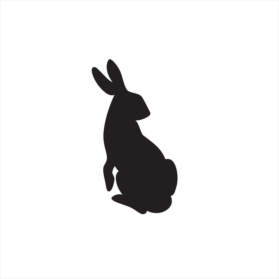 Black silhouette of hare, rabbit. Isolated on white background. vector