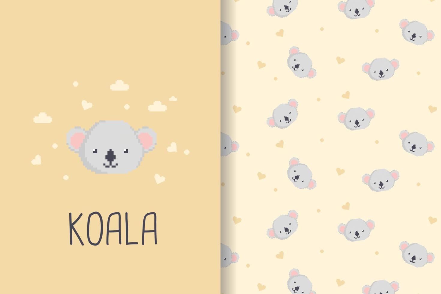 koala pattern pixel art style vector