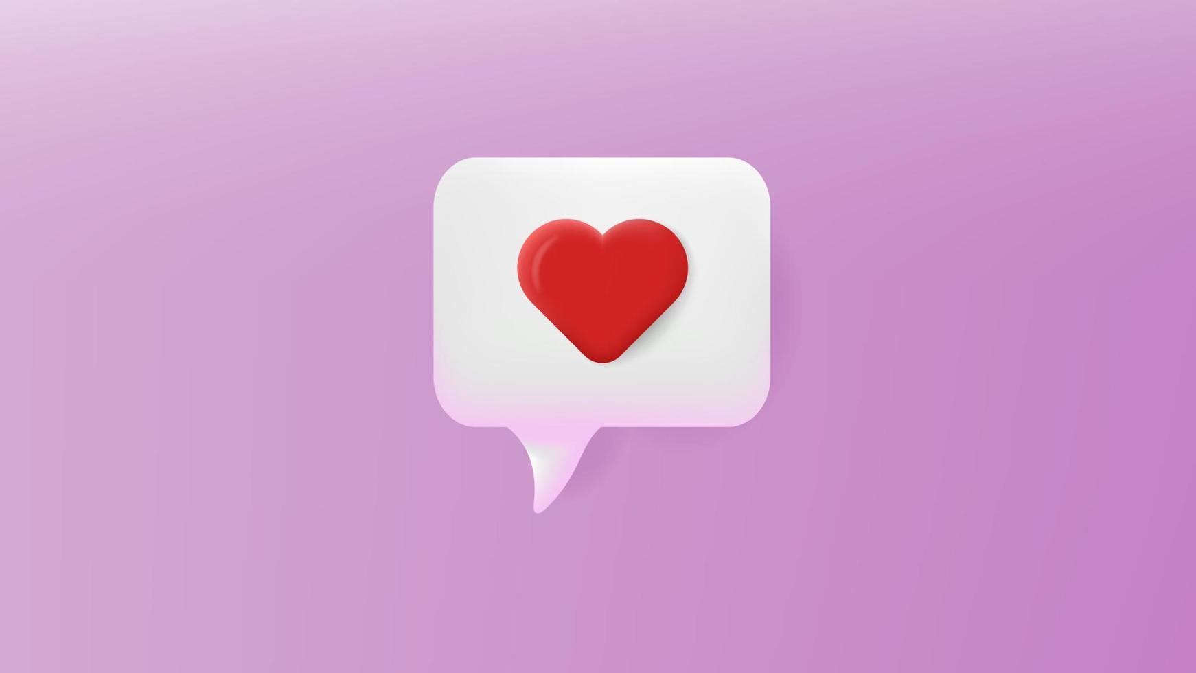 red love speech bubble message 3d style vector