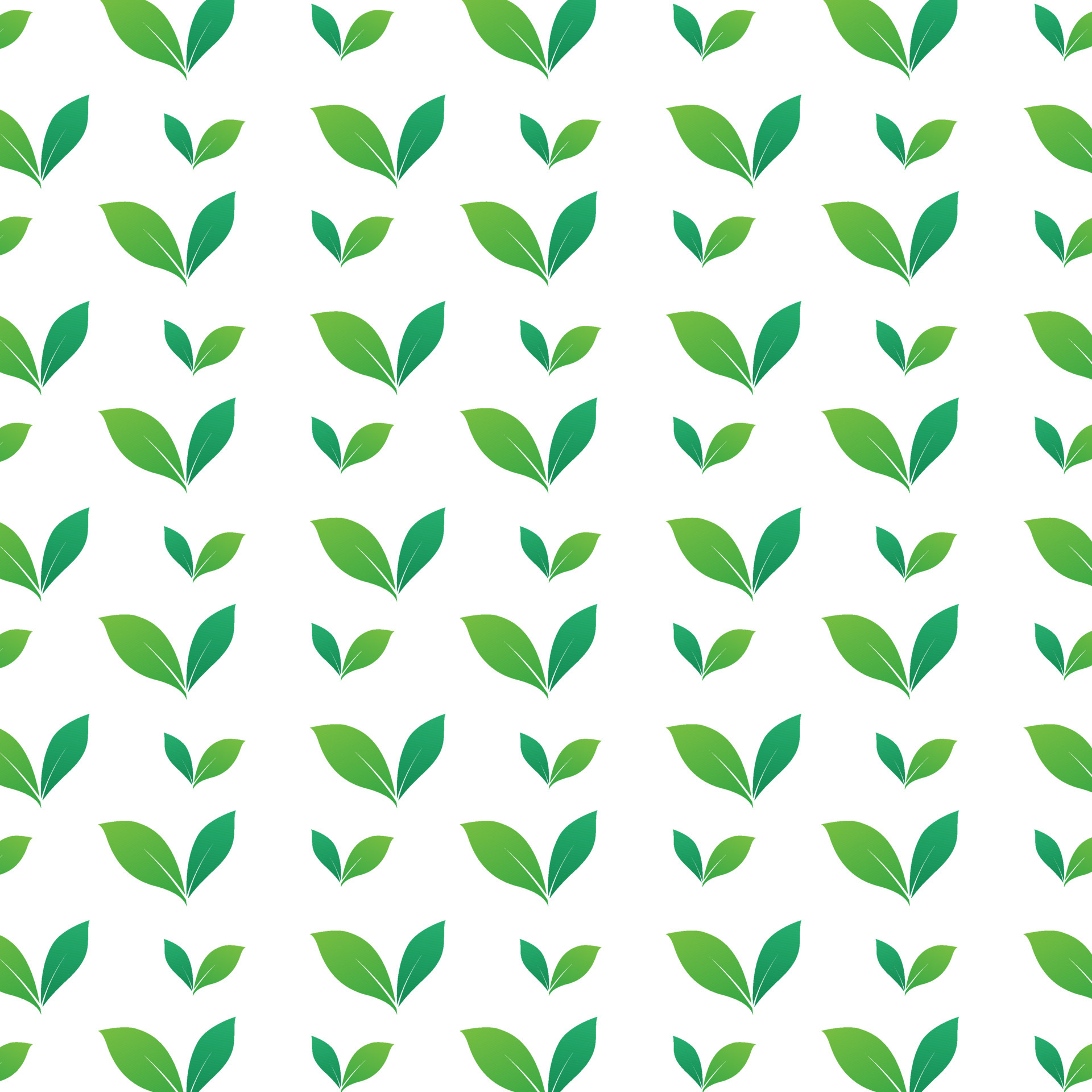 A green leaves pattern on white background design. Green Eco symbols
