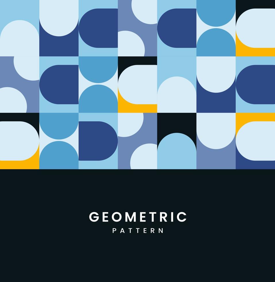 patrón geométrico colorido y formas de texturas con texto, fondo azul y blanco. formas geométricas vector de elementos abstractos curvos, diseño de patrón geométrico utilizado en pancartas, paquetes,