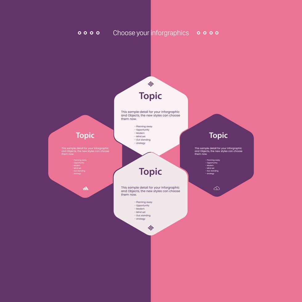 RED and WHITE option CHART for Business Infographic template. Vector design with icons and FOUR options or steps design