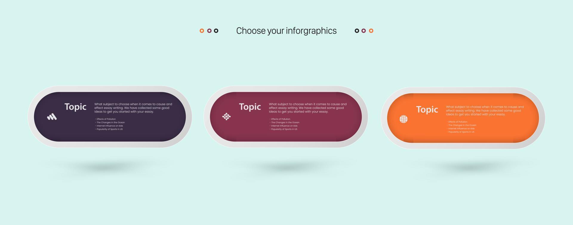 cuatro pasos de proceso infográfico o gráfico con azul. panel de opciones de círculo naranja, gris y blanco sobre fondo blanco y plantilla infográfica con 4 opciones o pasos vector